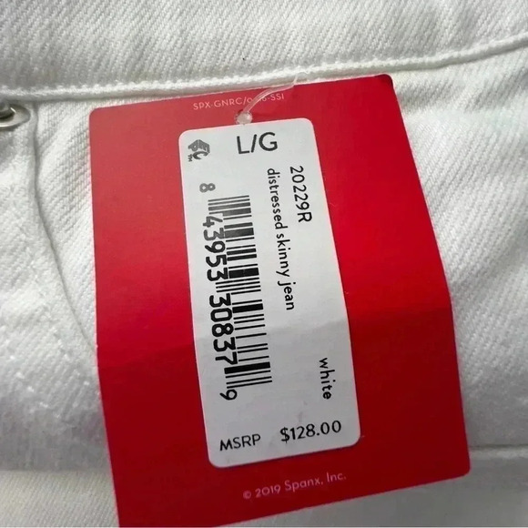 SPANX Distressed Skinny Jean‎ Sz L White - Picture 8 of 14